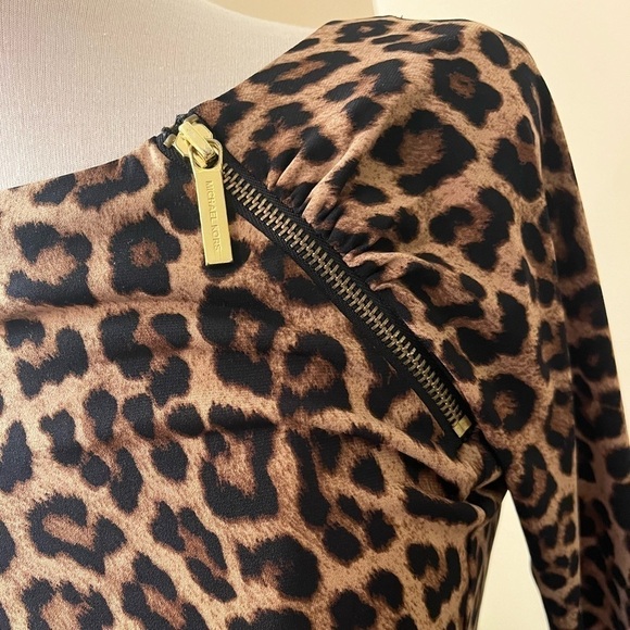 MICHAEL Michael Kors Leopard Ruch Midi Dress Sz S EUC - Picture 5 of 5